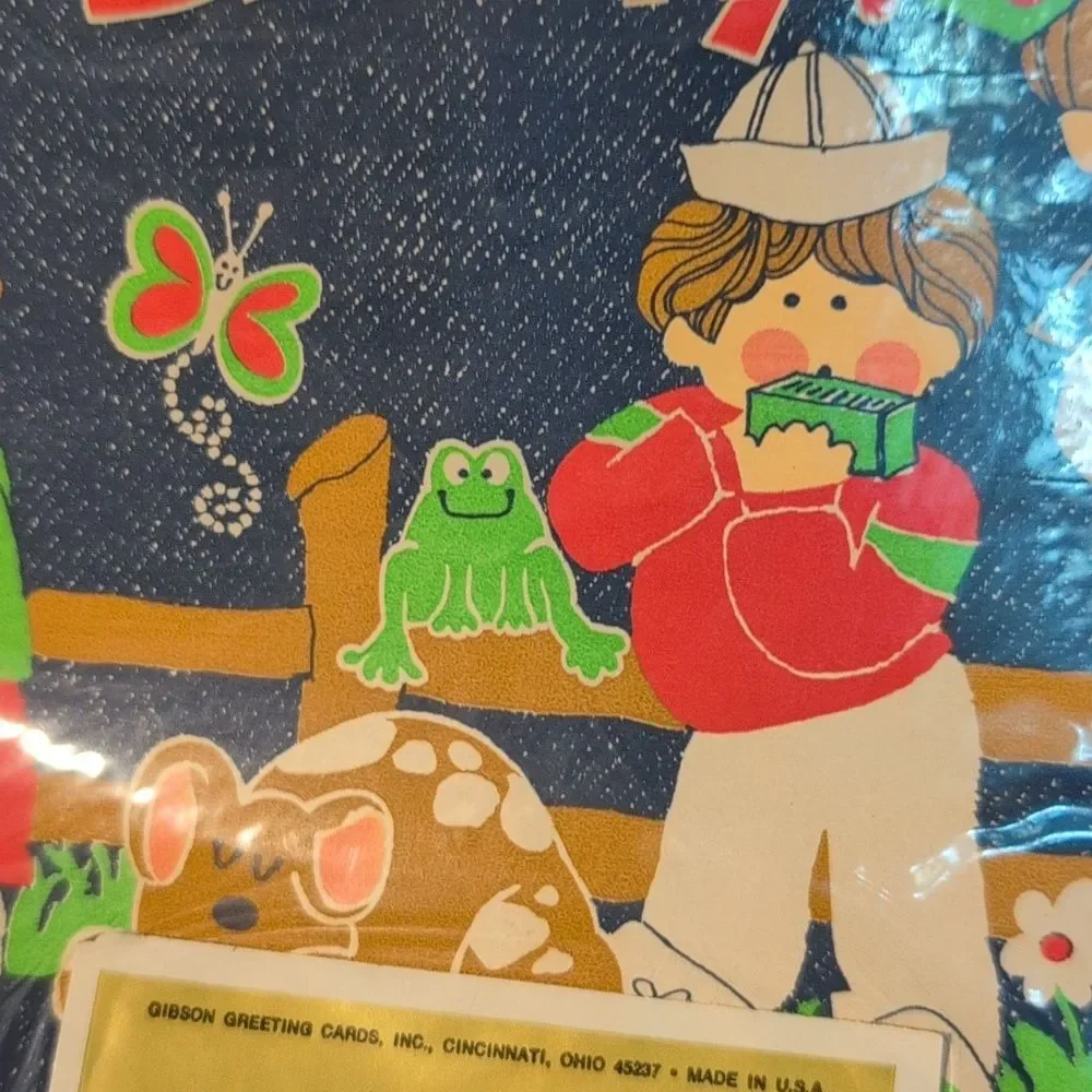 Vintage Buzza Kids Happy Birthday‎ Wrapping Paper NIP Rare